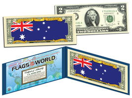 AUSTRALIA - Flags of the World Genuine Legal Tender U.S. $2 Bill Currency - £11.01 GBP