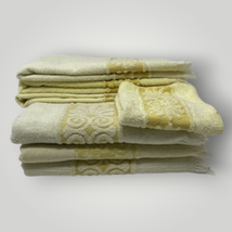 Cannon Monticello Santa Fe Yellow Towel Set Vintage Set of 7 Sculpted Fr... - £50.15 GBP