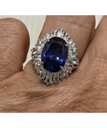 STERLING SILVER  SIZE 8 Lab Created Sapphire And White Cubic Zirconia Rh... - $524.70 MXN