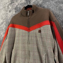 Marc Ecko Sweater Mens Extra Large Brown Houndstooth Plaid Full Zip Cut ... - $22.95