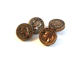Victorian Gold Tone George VI Buttons / Cufflinks - £19.32 GBP