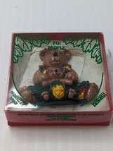 Joseph K Hawaiian Christmas Ornament Bear mom and baby Hulu lei Vintage With Box - £11.67 GBP