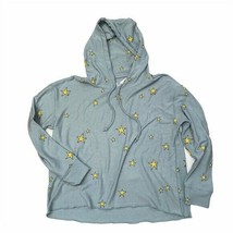 Chaser CW7885 Hi-Lo Cropped Yellow Star Print Hoodie ( M ) - $80.58