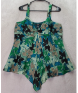 Alfani Tank Top Women&#39;s Size 12 Green Floral Silk Lined Casual Sleeveles... - $27.94 CAD