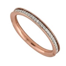 0.12CT Natural Diamond Half Eternity Wedding Ring 14K Rose Gold Plated Silver - £129.28 GBP