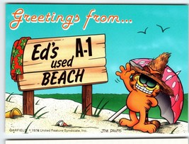 Garfield Ed&#39;s A-1 Used Beach Postcard Greetings From Jim Davis Orange Tabby 1978 - £11.42 GBP