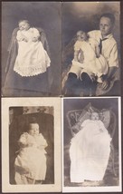 Cute Babies in Gowns (4) Four Pre-1920 RPPC Real Photo Postcards Group Lot - £10.19 GBP
