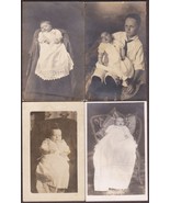 Cute Babies in Gowns (4) Four Pre-1920 RPPC Real Photo Postcards Group Lot - $12.75