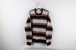 Vintage 70s Streetwear Mens XL Striped Color Block Knit Crewneck Sweater USA - £60.08 GBP