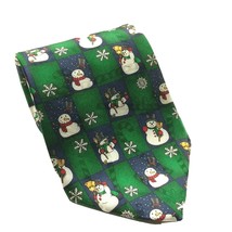 Hallmark Yule Tie Greetings Snowman Christmas Snowflake Necktie 100% Silk - £12.52 GBP