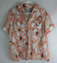 Samantha Grey Women&#39;s Abstract Metallic Button-Up Shirt Size 12 - £9.91 GBP