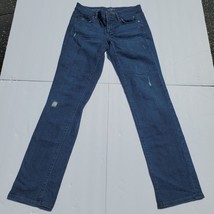 Ann Taylor LOFT Womens Modern Straight Blue Denim Jeans Destructed Look ... - £11.87 GBP