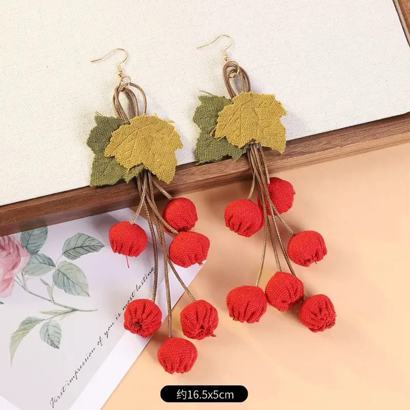 Chic Boho Pumpkin Tassel Earrings - Handcrafted Woven Fabric, Stainless ... - £15.98 GBP