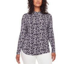 S.C. &amp; Co. Womens Floral Print Top with Hood Size Medium Color Navy Floral - £15.47 GBP