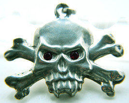 Skull Crossbones Huge Pendant Vintage Sterling Silver Retro 1980s Handma... - $99.00