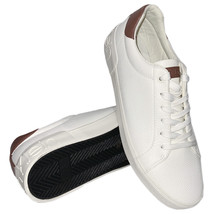 NWT CALVIN KLEIN MSRP $159.99 MEN&#39;S CREAM LEATHER LOW TOP SNEAKERS SIZE ... - £44.37 GBP