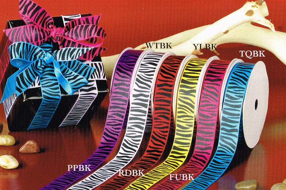 7/8&quot; Grosgrain Zebra Animal Printed Ribbon Craft, Hair Bow U-PICK Yard &amp;... - $1.68+