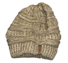 Furtalk Tan Ribbed Knit Fleece Lined Beanie Skull Cap Cozy Warm Outdoors... - £14.01 GBP