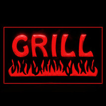 110032B Fire Grill Chips Cafe Restaurant BBQ Bar Beef Fries Chips LED Light Sign - £17.68 GBP
