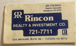 Vintage Rincon Realty &amp; Investment Business Card Ephemera Tucson Arizona... - £2.96 GBP