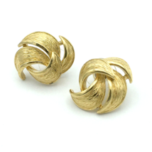 GIVENCHY Paris gold-tone pierced earrings -designer textured swirl knot ... - $48.00