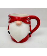 Santa Christmas Gnome Coffee Cup Mug Red Santa Hat Snowflakes Ceramic - $14.27