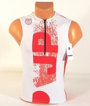 K-Swiss Kwick Dri Japan White & Red 1/2 Zip Sleeveless Cycling Jersey Men's NWT - $89.99