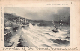 Storm At SCARBOROUGH~1903 Tuck Rough Sea Photo Postcard - £6.40 GBP
