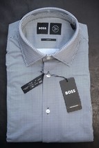 HUGO BOSS Hombre Hank Kent Viaje Ajustado Rendimiento Elástico Camisa 37 - £51.79 GBP