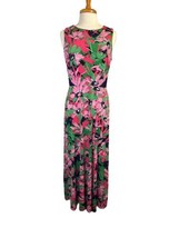 Taylor Women&#39;s Pink Green Floral Black Mesh Panel Sleeveless Maxi Dress ... - £25.64 GBP