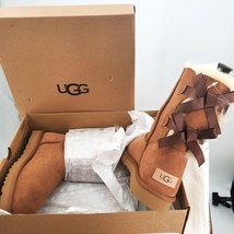 UGG Boots Womans 9 BAILEY BOW II Chestnut Fur Sheepskin Suede Luxury Tal... - £123.35 GBP