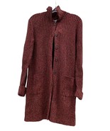 Nine &amp; Company Large L Red Multi Mid Length Duster Cardigan Sweater Coll... - $20.78