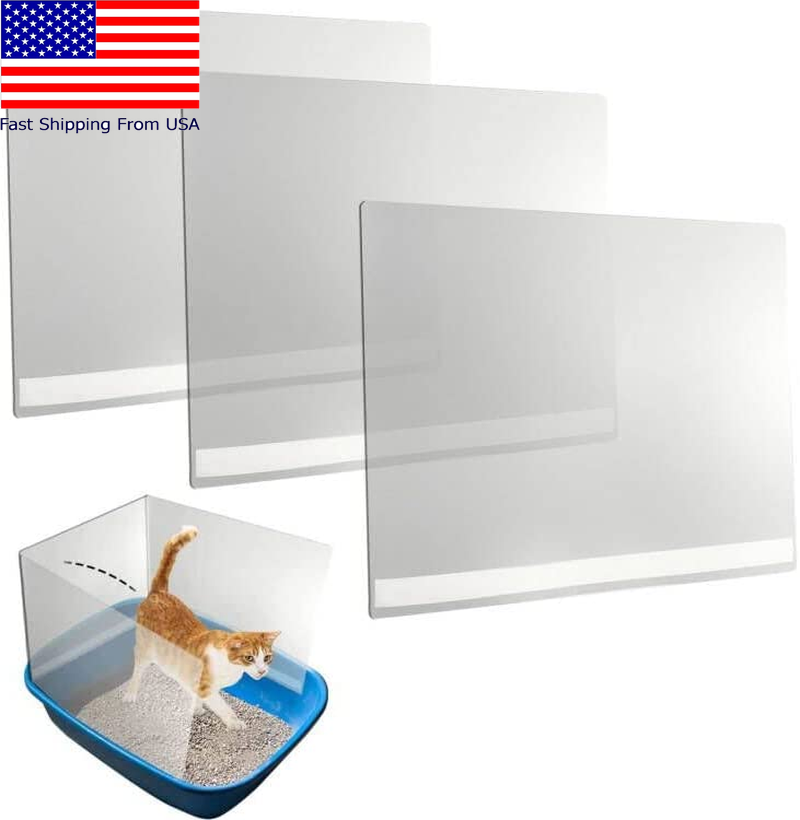 3 Pcs Cat Litter Box Pee Shields Anti-Splashing Easy Clean  Flexible Litter Pan