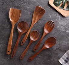 Wooden Serving and Cooking Spoons Wood Brown Spoons Kitchen Utensil - $29.99
