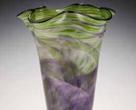 Rosetree Fluted Landscape Art Glass Vase - £380.87 GBP
