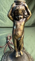 Old Vintage Cherub Child Putti Figural Table Lamp Spelter Metal Light Li... - $81.25
