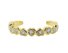 14K Yellow Gold Over 1.90Ct Simulated Diamond Heart Adjustable Toe Foot Ring - £53.66 GBP