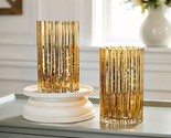 Set of 2 Illuminated Mercury Glass Hurricanes by Valerie in Gold - $193.99