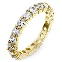 4ct Brilliant Round Simulated Diamonds Eternity Wedding Band Ring 14K Y Gold - £135.07 GBP