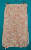 90s Liz Claiborne Linen Skirt SIZE 14? (Read Plz Orange Pink Floral Wrap... - $336.49 MXN