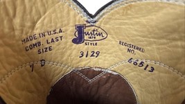 Vintage Justin Cowboy Boots Brown Leather USA Made Men 7D Women 9 NWT image 5