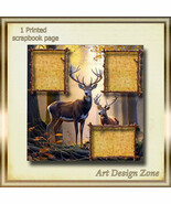 Deer in the Woods Scrapbook Page - 2 Bucks &amp; 3 Photo Areas - $16.46 CAD