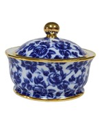 Vintage Royal Danube Sugar Bowl Calico Flow Cobalt Blue Roses Candy Dish... - $69.86 CAD