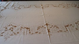 &quot;&quot;IVORY WITH BROWN CUT WORK - LIKE DESIGN&quot;&quot; - TABLECLOTH - 70 X 100 - £11.87 GBP