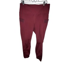 90 Degrees By Reflex Women Burgundy Red Yoga Leggings Pockets Cropped Size 1X - $7.75