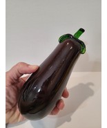 Vintage Glass Eggplant Vegetable Purple Hand Blown Art Decor Murano Styl... - $18.00