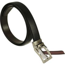 Mens VALENTINI Textured Leather Belt Classic Pin Buckle Reversible sw68 Black image 6