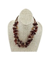 Double Strand Brown Beaded Cluster Necklace Multi-Color Micro Beads - £11.42 GBP