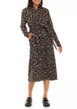 New Chaps Black Floral Midi Belted Shirt Dress Size Xl $79 - £42.78 GBP