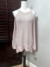 Willow &amp; Clay Womens Pullover Sweater Pink Cut Out Long Sleeve Open Knit... - £20.96 GBP